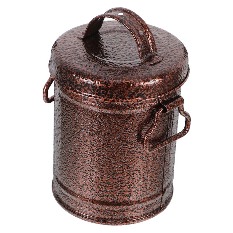 Retro Galvanized Iron Ashtray With Lid Portable Metal Bucket For Indoor Outdoor Home Car - Image 2