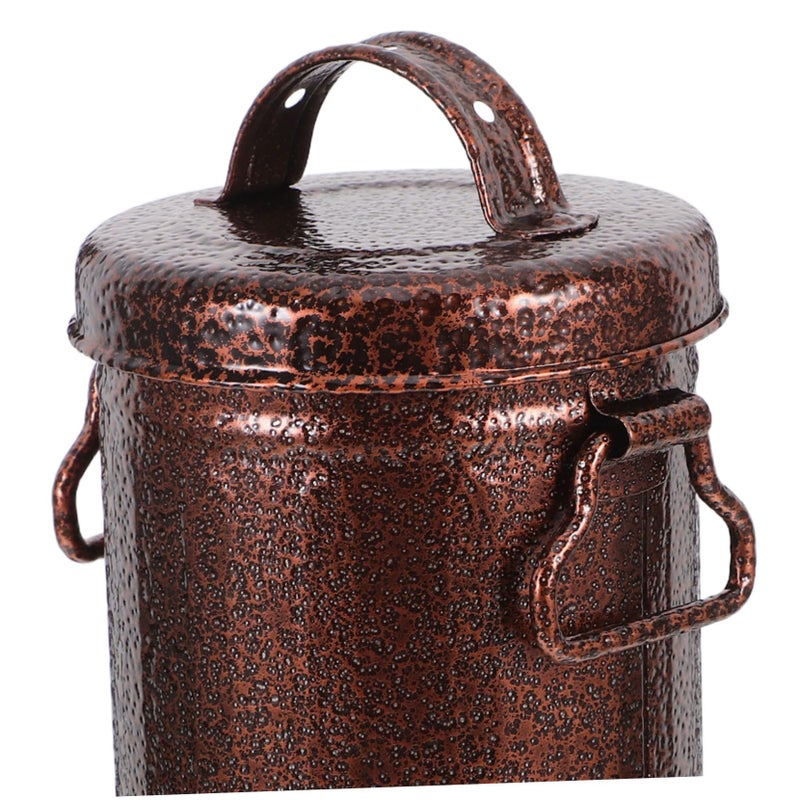 Retro Galvanized Iron Ashtray With Lid Portable Metal Bucket For Indoor Outdoor Home Car - Image 4