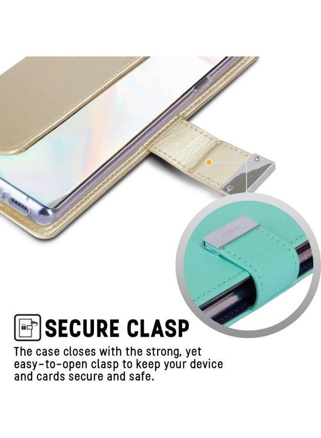 NIBEMINENT Leather Protection Flip Cover For Apple iPhone 12 & Pro Gold - Image 4