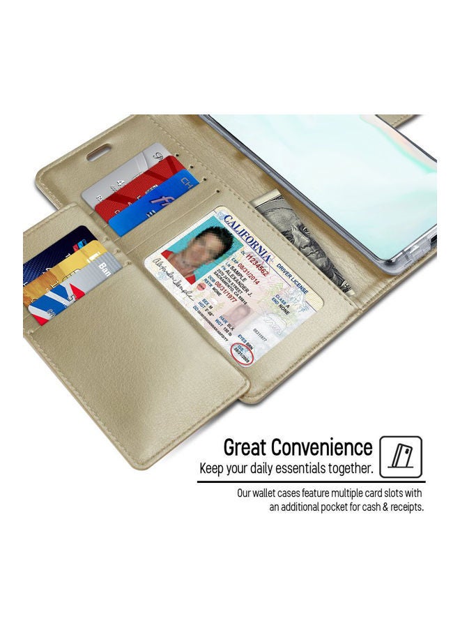 NIBEMINENT Leather Protection Flip Cover For Apple iPhone 12 & Pro Gold - Image 3