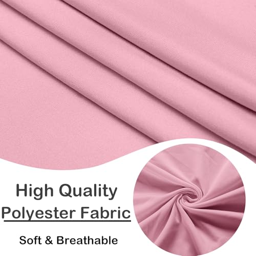 Qubjus 6 Pack Stretch Spandex Dining Chair Covers with Skirt – Washable & Fitted Slipcovers for Dining Room Chairs, Weddings, Home, Hotel Decor – Pink - Image 3