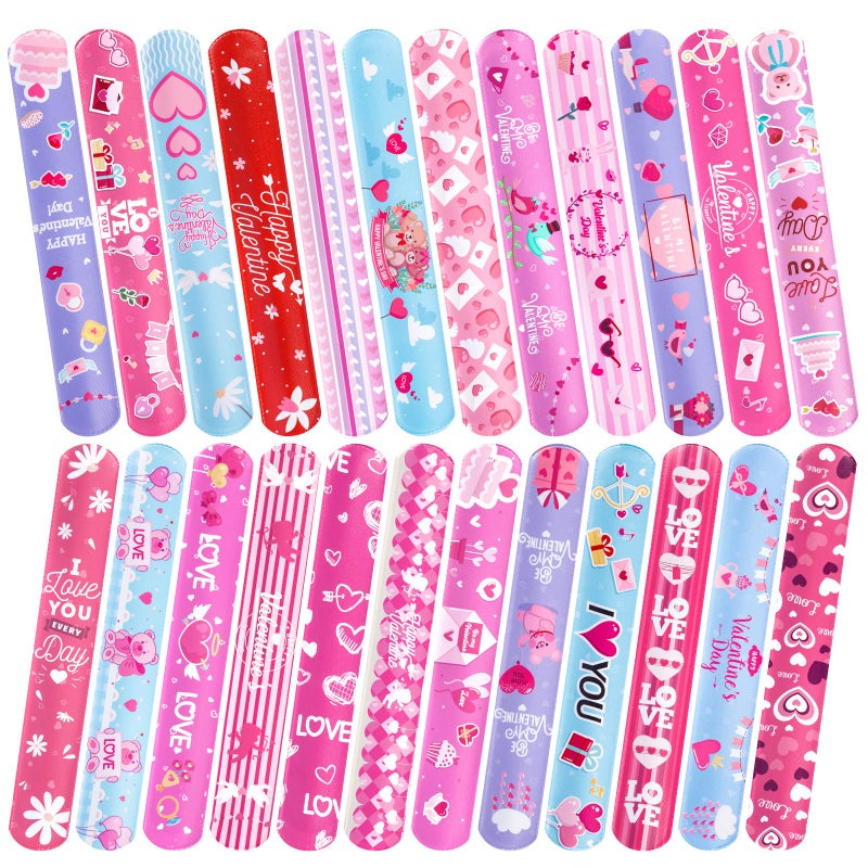 Thuodo 72 Pcs Valentines Day Slap Bracelets Wristbands Toys for Valentines Day Party Supplies Gifts for Kids Students Teens Adults Birthday Giveaways and Game Prizes School Supplies - Image 3