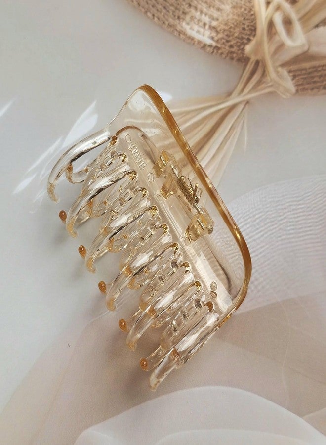 RHOSYN HAIR ACCESSORIES Hair Clutcher Transparent Crystal Non-Slip Claw Clips Rectangular Semi Circular Barrettes Hair Accessories for Girls and Women A34a (Pack-1 Any Color) - Image 1