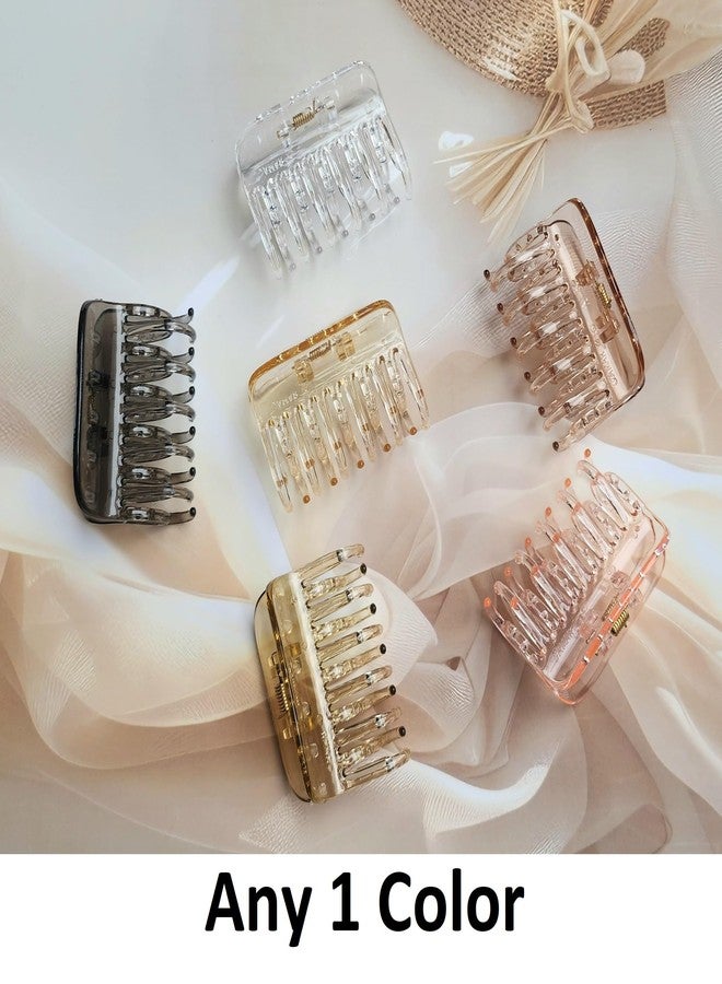RHOSYN HAIR ACCESSORIES Hair Clutcher Transparent Crystal Non-Slip Claw Clips Rectangular Semi Circular Barrettes Hair Accessories for Girls and Women A34a (Pack-1 Any Color) - Image 2