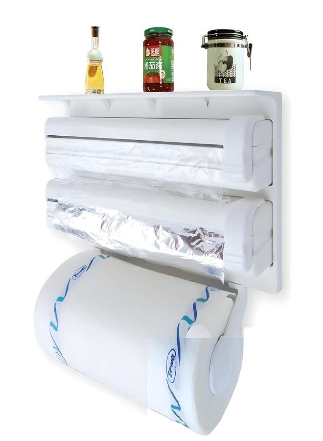 Vinsufy Multipurpose 3 in 1 Use Kitchen Triple Paper Roll Dispenser and Holder for Kitchen Tissue Paper Roll, Aluminum Foil and Plastic Wrapping Aluminium foil and Kitchen roll Stand (1Pcs) - Image 1