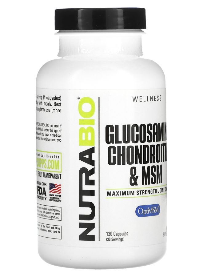 NutraBio Glucosamine Chondroitin & MSM 120 Capsules - Image 2