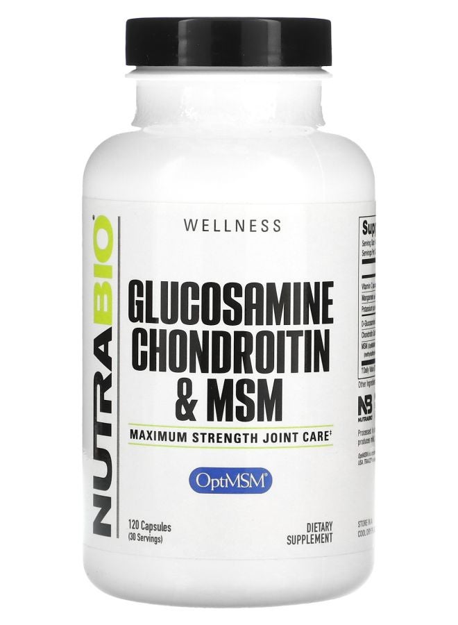 NutraBio Glucosamine Chondroitin & MSM 120 Capsules - Image 1