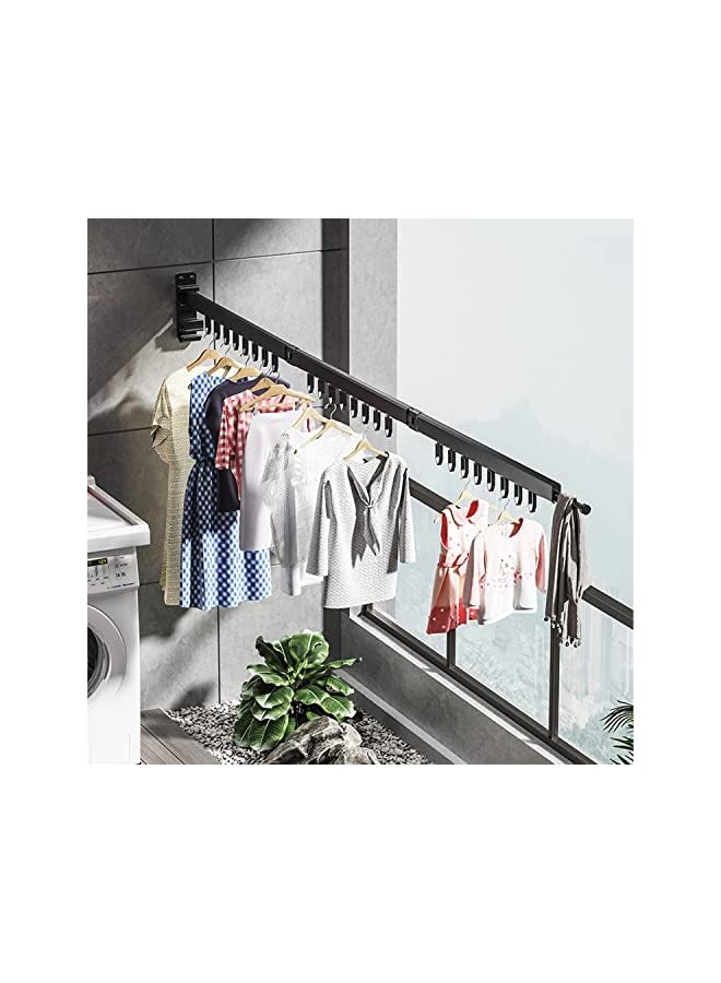 Mounted Retractable Clothes Drying Rack Foldable Clothes Hangers Stainless Steel Collapsible Laundry Clothes Hanger Rack Three Pole Retractable For Balcony Bathroom Patio Bedroom