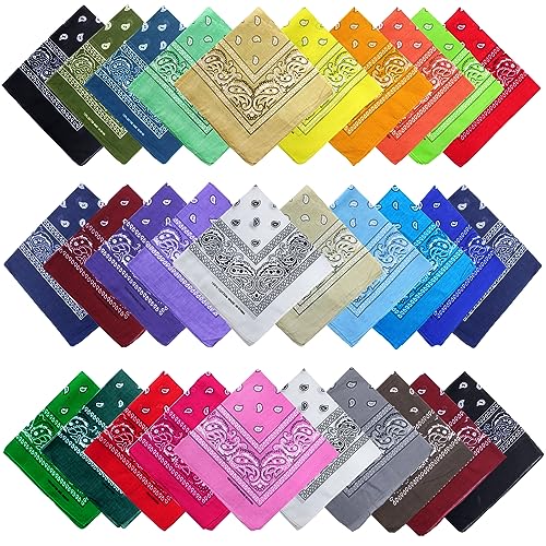 Tergy 30PCS Bandanas Unisex Paisley Bandanas Bulk Multi-Purpose Headband Cowboy Head Wrap Scarf for Women Men Boys Girls (Mixed Color) - Image 1