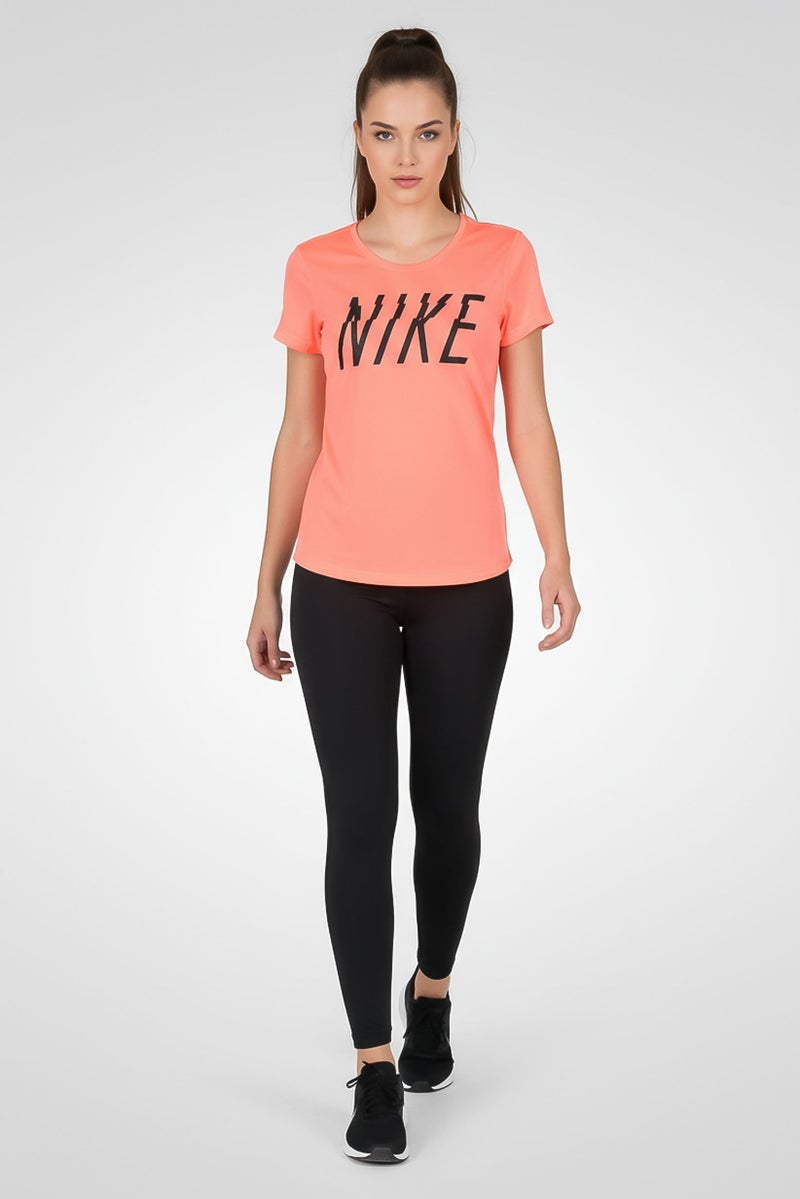 Nike Women Sportswear Fit Short Sleeve Training T-Shirt, Coral - Image 1