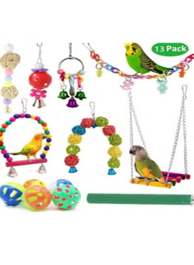 SYOSI Bird Parakeet Toys,Swing Hanging Standing Chewing Toy Hammock Climbing Ladder Bird Cage Colorful Toys Suitable for Budgerigar, Parakeet - Image 3