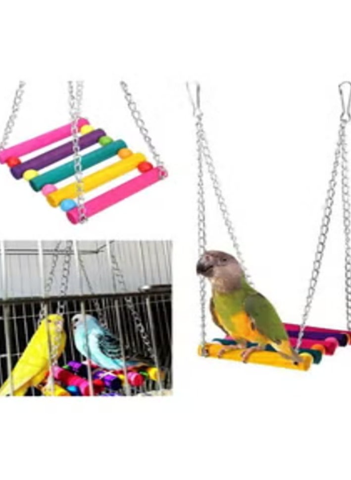 SYOSI Bird Parakeet Toys,Swing Hanging Standing Chewing Toy Hammock Climbing Ladder Bird Cage Colorful Toys Suitable for Budgerigar, Parakeet - Image 2