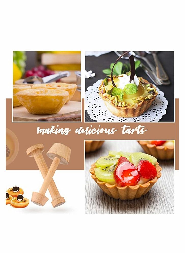 Excefore قوالب تارت بيض خشبية، مجموعة 3 قطع أداة ضغط المعجنات مجموعة ضغط تارت قوالب قشرة التارت مجموعة أدوات ضغط عجينة التارت للمقلاة الصغيرة كعك الجبنة مصبغات الخبز أدوات الكعك  - Image 3
