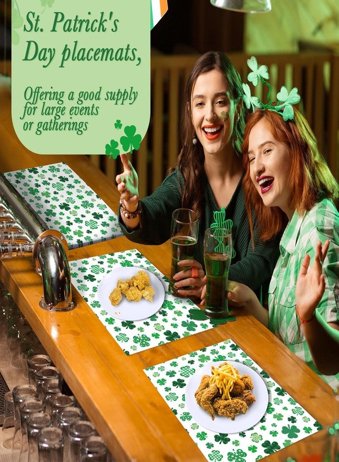 Supervitae 100 Pack St. Patrick's Day Paper Placemats for Dining Table Setting, Green Shamrocks Disposable Placement Mat Clover Decorative Table Mats for St. Patrick's Day Party Supplies, 10 x 14 Inch - Image 4