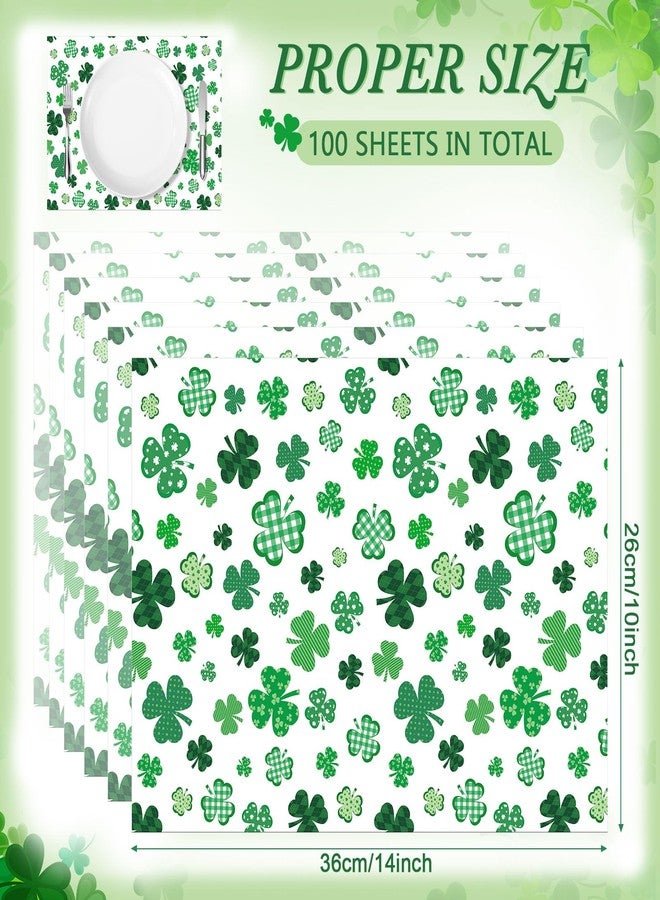 Supervitae 100 Pack St. Patrick's Day Paper Placemats for Dining Table Setting, Green Shamrocks Disposable Placement Mat Clover Decorative Table Mats for St. Patrick's Day Party Supplies, 10 x 14 Inch - Image 3