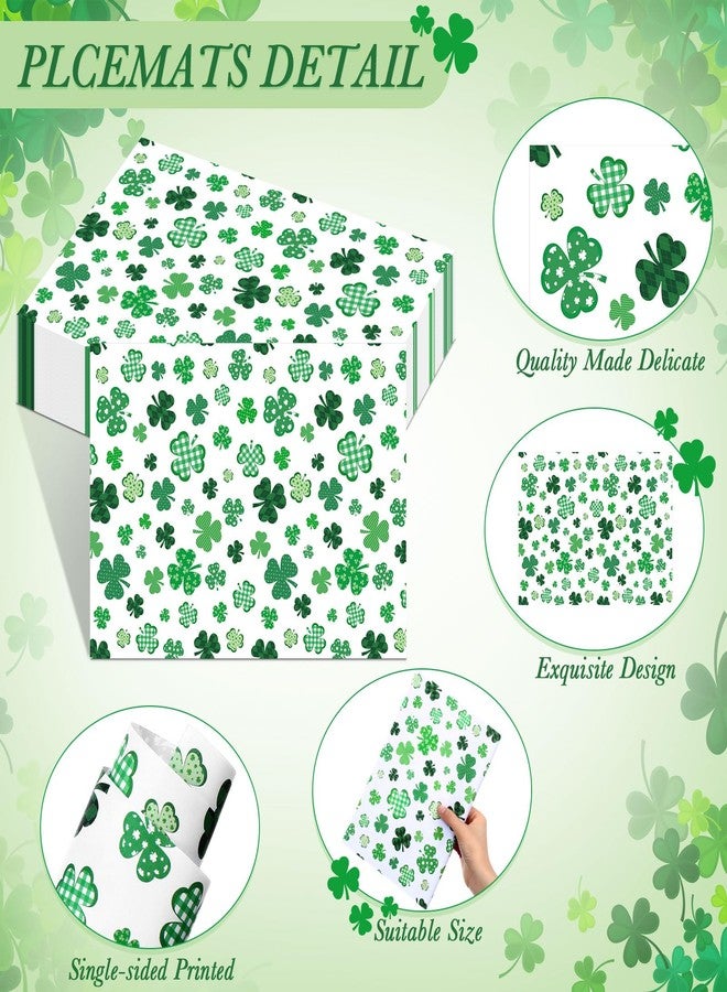 Supervitae 100 Pack St. Patrick's Day Paper Placemats for Dining Table Setting, Green Shamrocks Disposable Placement Mat Clover Decorative Table Mats for St. Patrick's Day Party Supplies, 10 x 14 Inch - Image 2