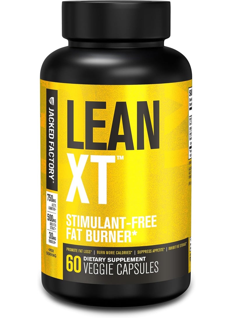 Jacked Factory Lean-XT Caffeine Free Fat Burner - Non Stim Weight Loss Supplement, Appetite Suppressant & Metabolism Booster Acetyl L-Carnitine, Green Tea Extract, Forskolin - 60 Natural Diet Pills - Image 1