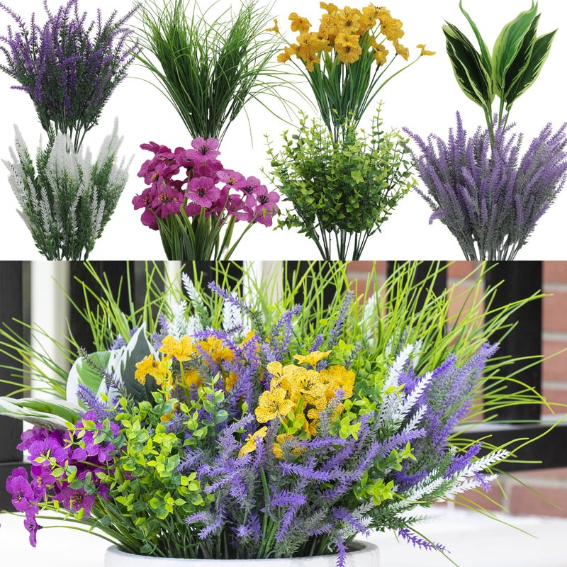 Green Moon 25 Bundles Fake Plants Outdoor with Artificial Lavender Flower UV Resistant Faux Greenery Plants for Home Planter Garden Patio Front Porch Yard Decor - Image 1