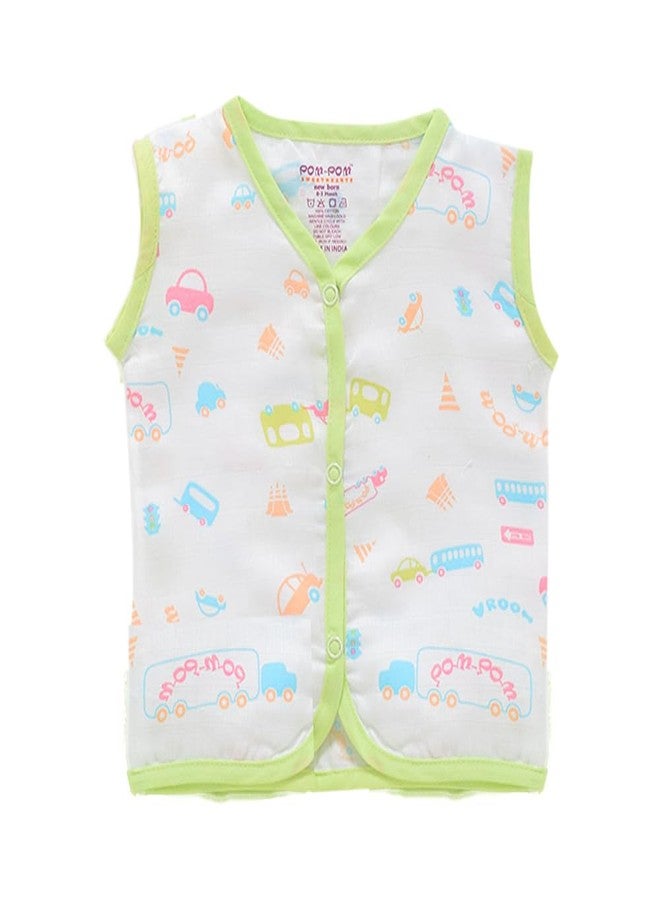 Bumsies Newborn Baby Clothing Gift Set – Soft 100% Muslin Cotton Essentials for Boys & Girls | Gift Box Pack of 5 - Sleeveless Shirt, Shorts, 1Bib, 1Pair Mittens & 1Cap | Light Green (New Born) - Image 4