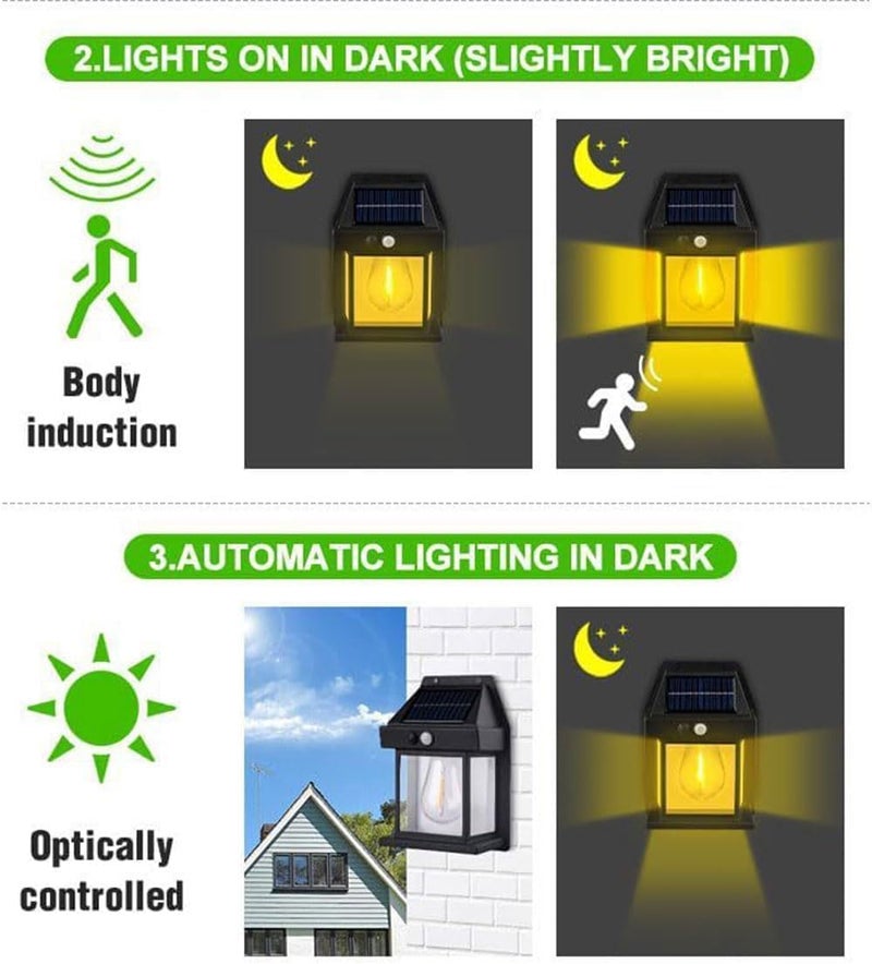 Aravli Solar Tungsten Wall Light Wireless Dusk to Dawn Motion Sensor LED Wall Sconce IP65 Waterproofs Solar Security Light Exterior Wall Mount Lighting for Patio Yard Battery Lights for Home - Image 4
