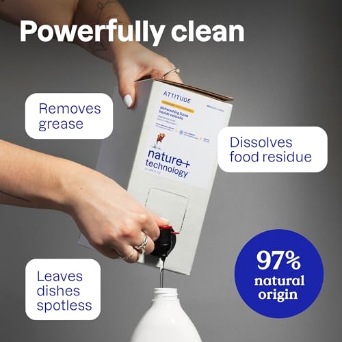 ATTITUDE Dish Soap, EWG Verified, Plant-Based & Vegan Dishwashing Liquid, Naturally Derived, Citrus Zest, 23.7 Fl Oz - Image 3