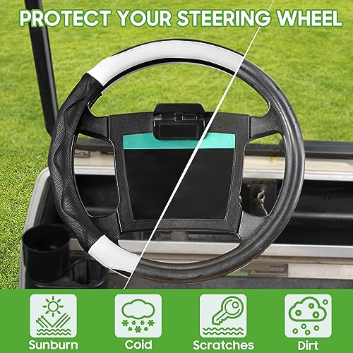 10L0L Golf Cart Steering Wheel Cover for Yamaha G29 & Club Car DS Precedent - 14" Premium Leather Anti-Slip Grip | UV-Resistant & Easy Installation - Image 4