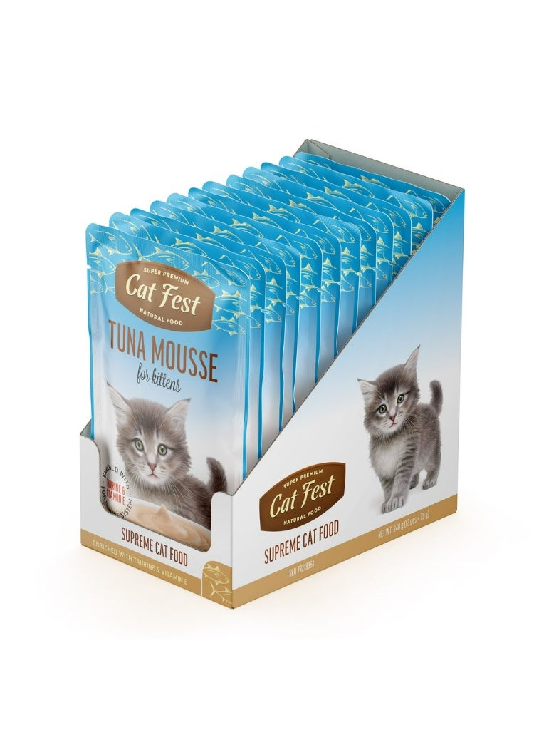 كات فيست موس التونة للقطط الصغيرة من كات فيست، 70 غرام × 12 عبوة - Image 1