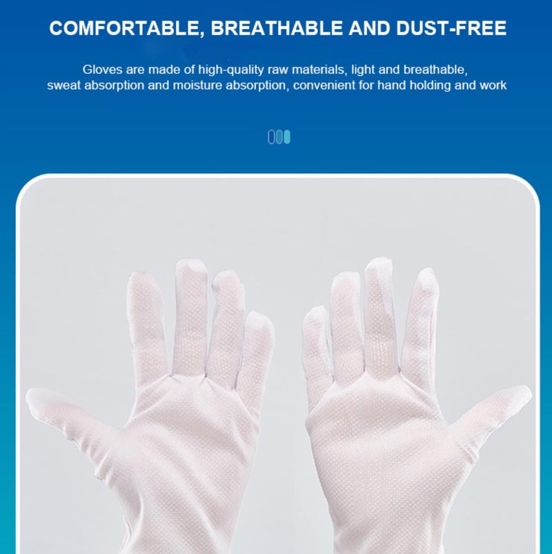 REES52 REES52 Cleanroom White ESD AntiStatic Topfit Gloves Dotted Microfiber and Nitrile for Industrial Work Pack of 5 - Image 4