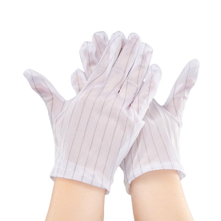 REES52 REES52 Cleanroom White ESD AntiStatic Topfit Gloves Dotted Microfiber and Nitrile for Industrial Work Pack of 5 - Image 3
