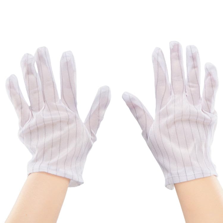 REES52 REES52 Cleanroom White ESD AntiStatic Topfit Gloves Dotted Microfiber and Nitrile for Industrial Work Pack of 5 - Image 1