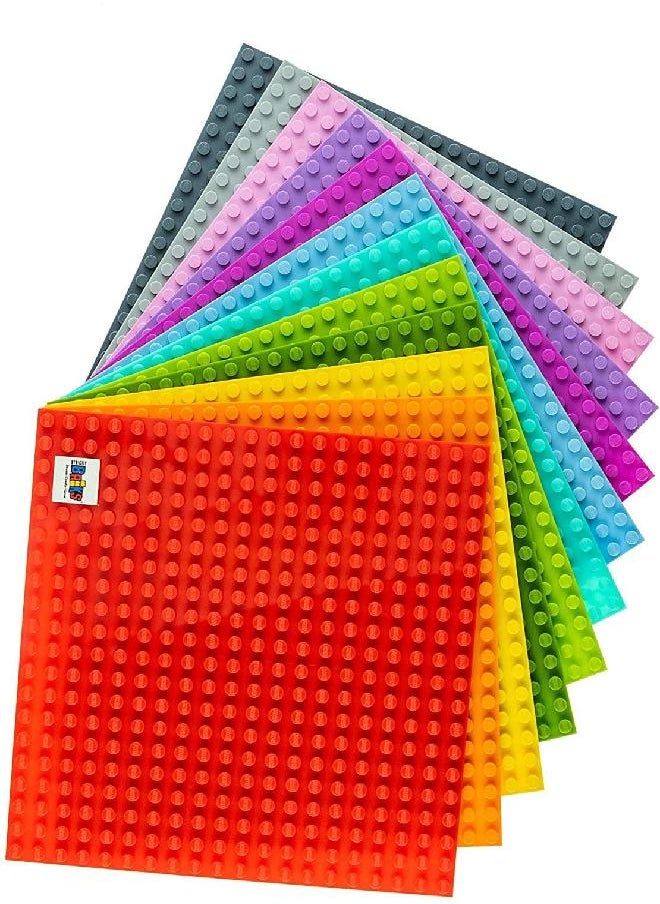 Strictly Briks Strictly Briks Classic Stackable Baseplates, for Building Bricks, Bases for Tables, Mats, and More, 100% Compatible with All Major Brands, 12 Rainbow Colors, 12 Pack, 6x6 Inches  - Image 2