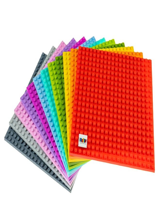 Strictly Briks Strictly Briks Classic Stackable Baseplates, for Building Bricks, Bases for Tables, Mats, and More, 100% Compatible with All Major Brands, 12 Rainbow Colors, 12 Pack, 6x6 Inches  - Image 1