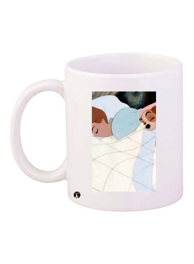 RYN Dog Printed Coffee Mug White/Blue/Brown 11ounce