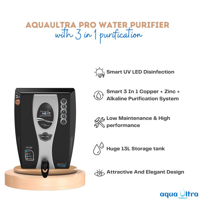 AQUAULTRA منقي المياه AQUAULTRA ProB سعة 12 لتر ROUVUFActive للتحكم في TDS مع تعقيم ذكي بواسطة UV LED في خزان تخزين من الدرجة الغذائية - Image 4