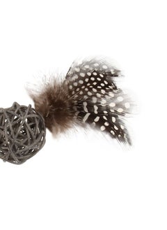 GIGWI Eco Line Catch & Scratch Cat Toy With Rattle (Wood/Feather/Rattan)  - Image 2
