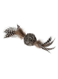 GIGWI Eco Line Catch & Scratch Cat Toy With Rattle (Wood/Feather/Rattan)  - Image 3