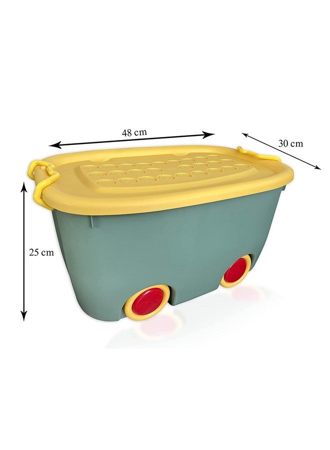 ستار ورك منظم تخزين ألعاب بلاستيكي سعة 25 لترًا من ستار وورك/سلة تخزين ألعاب للأطفال/صندوق تخزين سلة ألعاب للأطفال بحجم كبير (عبوة من قطعتين/قابل للتكديس/عجلات/غطاء ومقبض قابلان للقفل)، 24 × 10 × 10 سم، متعدد الألوان - Image 3