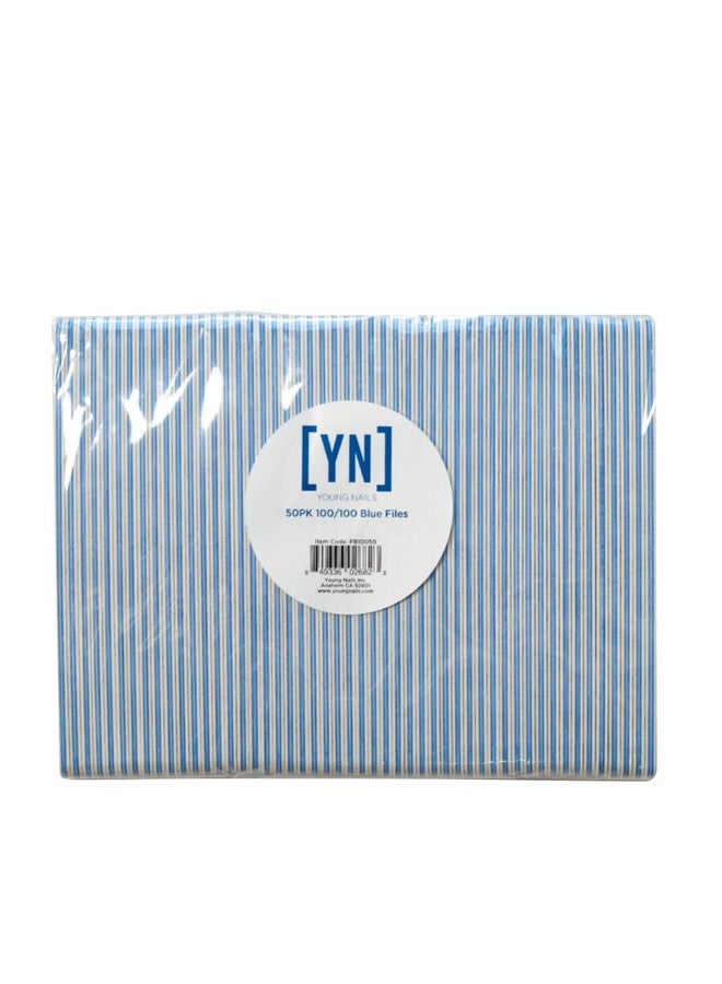 Young Nails Professional Nail File 100/100 Grit Blue Files 50 Pack Double Sided Ergonomic Emery Boards For Natural Acrylic Gel Nails Perfect For Nail Techs Or Diy Nails At Home - Image 2