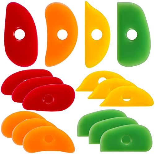 Sherr 12 Pcs Soft Rubber Rib for Pottery Clay Silicone Ceramics Tools Multi Styles Pottery Rubber Clay Ceramic Ribs for DIY Smooths Shapes Sculpting Ceramics Tool(Classic Style,Classic Color) - Image 1