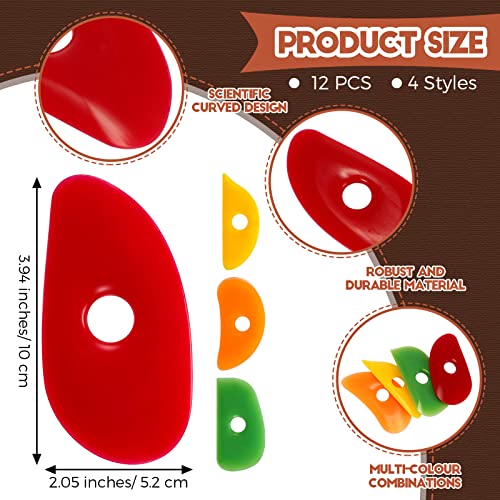 Sherr 12 Pcs Soft Rubber Rib for Pottery Clay Silicone Ceramics Tools Multi Styles Pottery Rubber Clay Ceramic Ribs for DIY Smooths Shapes Sculpting Ceramics Tool(Classic Style,Classic Color) - Image 2