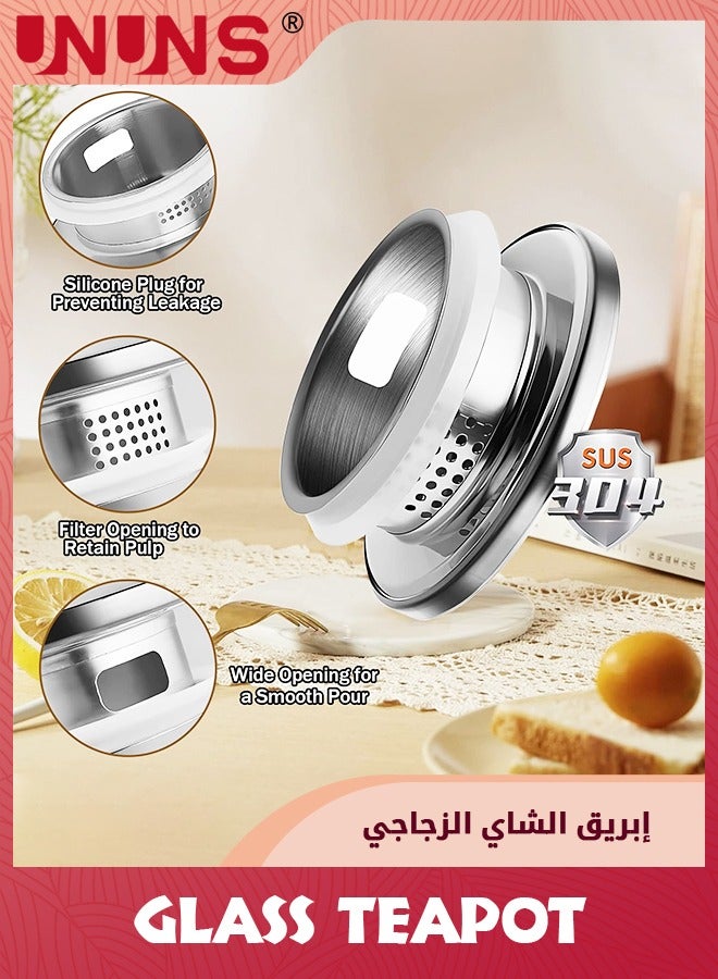 UNUNS Glass Teapot Stovetop,44oz/1300ml Borosilicate Glass Tea Kettle With Lid And Handle,Blooming Tea,Fruit Tea Hand Crafted Kettle For Women Adult Gift Clear - Image 5