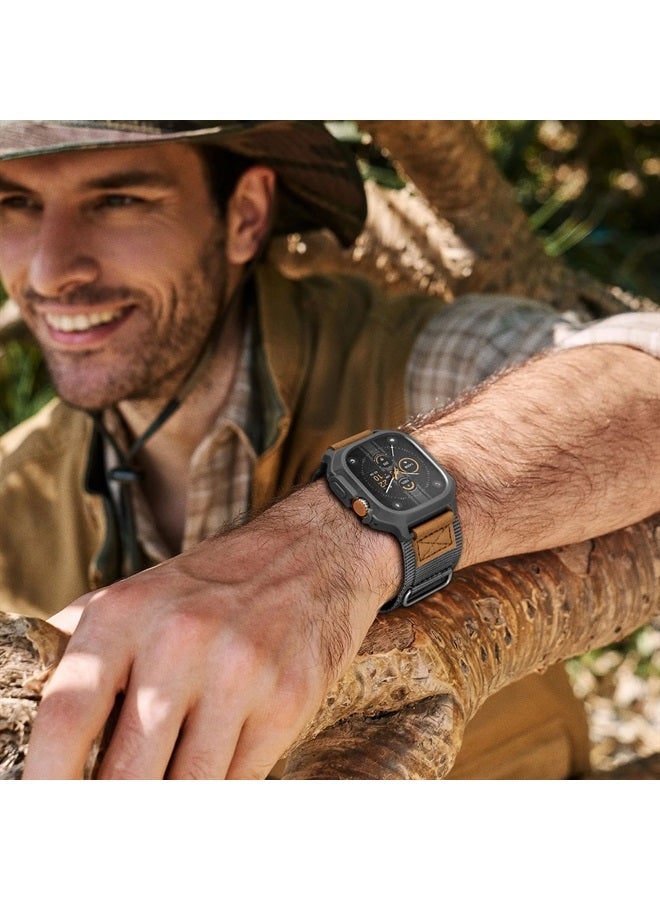 SUNFWR Bands Compatible with Apple Watch 49mm Ultra with Case,Rugged Velcro Nylon Sport Apple Watch Starp with Protective Cover for iwatch for Men(Grey) - Image 2
