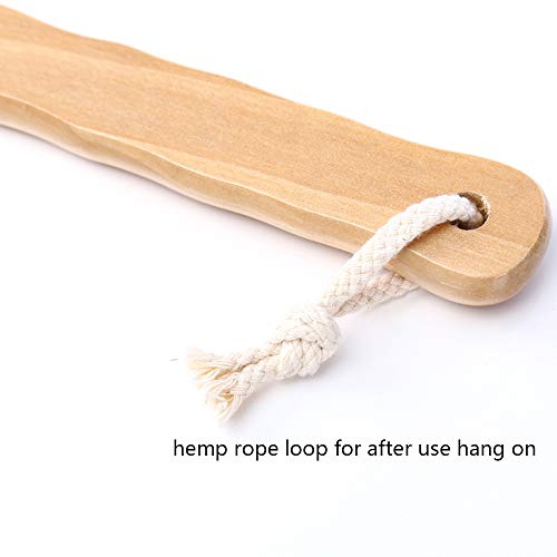 HiKin Dry Bath Body Brush 12.6", Long Handle Natural Bristles Shower Brush Back Scrubber with Anti-Slip Wooden Handle, Good for Exfoliating, Blood Circulation, Detox and Cellulite, etc. - Image 3