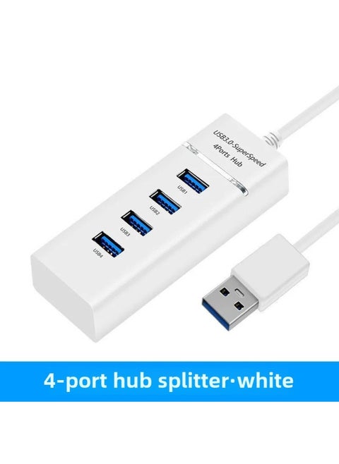 USB3.0HUB 4-port 3.0 Splitter 3.0hub Expander Multi-port USB Computer Splitter-Number Of Interfaces:White 1.2m