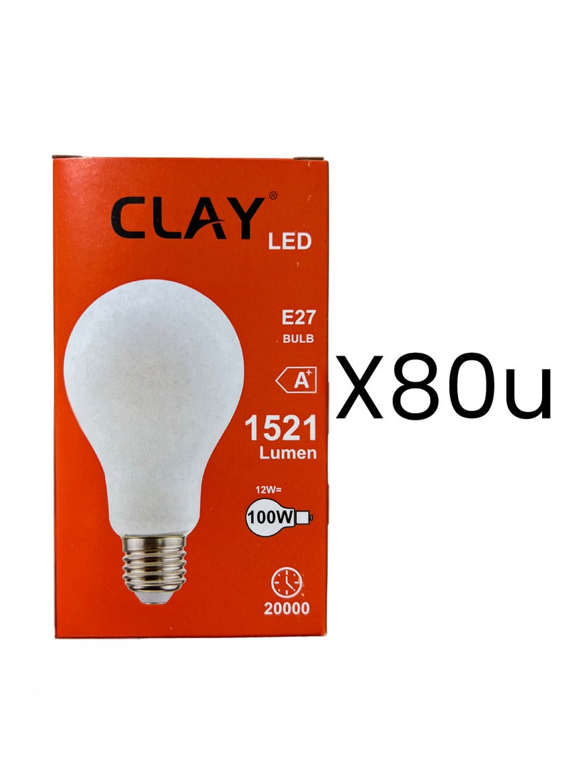 كلاي لمبات ليد - عبوة ضخمة ٨٠ وحدة - شديدة التحمل - قاعدة E27 - ١٥٢١ لومن - أبيض طبيعي ٤٠٠٠ كلفن - Image 1