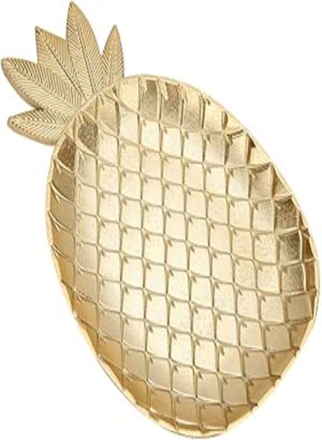 Spaceshoop Zouminyy Gold Household 3 Types Dessert Serving Plate, 2 Pcs Fruit Dishes, for Employee Welfare Anniversary(2317F-3501-Golden-Pineapple)