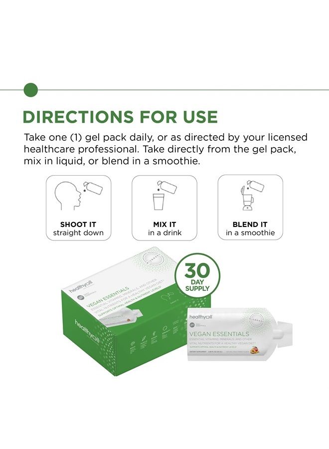 Healthycell Vegan Essentials - Liquid Gel Multivitamin for Hair, Skin, Nails, Brain, Energy and Muscle Support - Plant-Based Omega 3, Biotin, Iron, and Amino Acids - 30 Gel Packs - Image 4