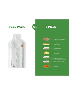 Healthycell Vegan Essentials - Liquid Gel Multivitamin for Hair, Skin, Nails, Brain, Energy and Muscle Support - Plant-Based Omega 3, Biotin, Iron, and Amino Acids - 30 Gel Packs  - Image 5