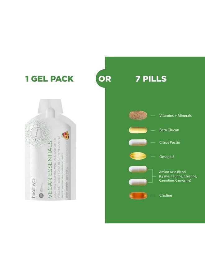 Healthycell Vegan Essentials - Liquid Gel Multivitamin for Hair, Skin, Nails, Brain, Energy and Muscle Support - Plant-Based Omega 3, Biotin, Iron, and Amino Acids - 30 Gel Packs - Image 5
