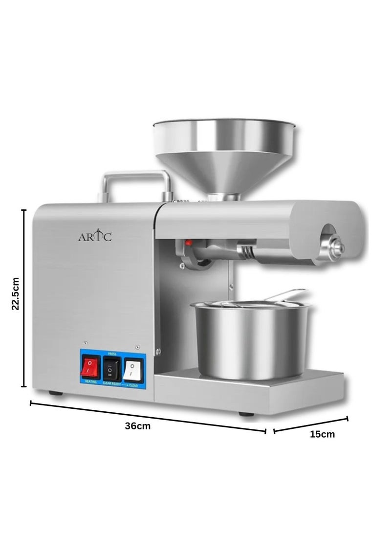 ARTC ARTC Stainless Steel And Compact Electric Oil Press Machine, High Efficiency Cold & Hot Oil Extractor Equipment for Home Use, Spice Shops, Dry Fruit Stores, Restaurants, Small Businesses & Coffee Shops, Easy-to-Operate, Oil Expeller for Seeds, Nuts, Grains & Olive, Perfect for Cold-Pressed & Hot-Pressed Oil Extraction, 820W  - Image 2